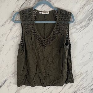 Maurices Dark Olive Crochet Detail Blouse